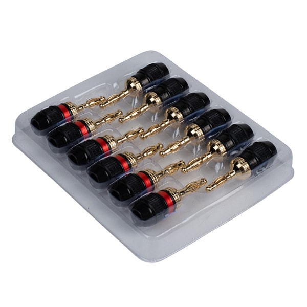 Main product image for 6-Pairs 24K Gold Plated Banana Plug Solderless Compression Style with Non-conductive Shell091-3623